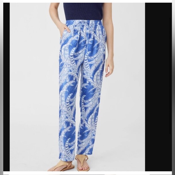 NWT J.McLaughlin Giada Printed Flat Front Elastic Drawstring Waist Pull-On Pants - Picture 3 of 7